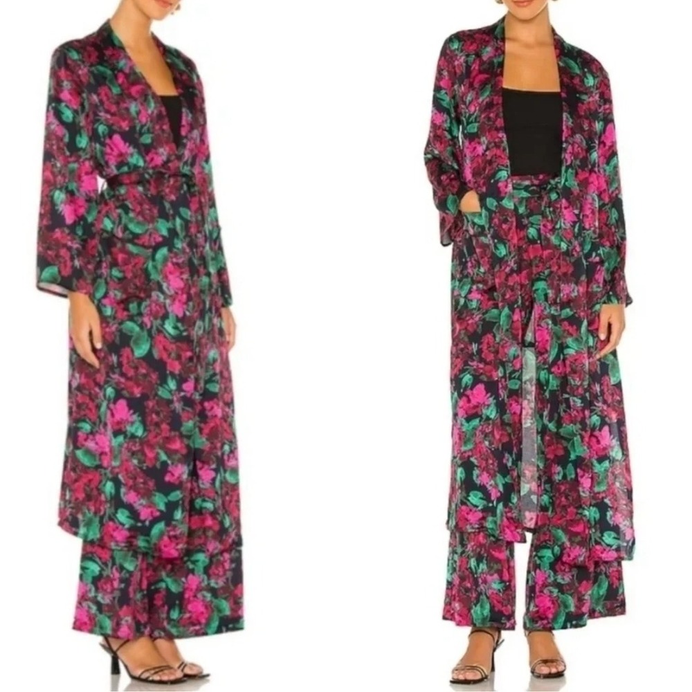 MISA Los Angeles Malini Robe Kimono Duster‎ Enchanted Floral Long XS USA Made